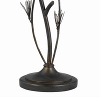 Pine Twig Accent Metal Body Floor Lamp with Conical Shade, Bronze and White