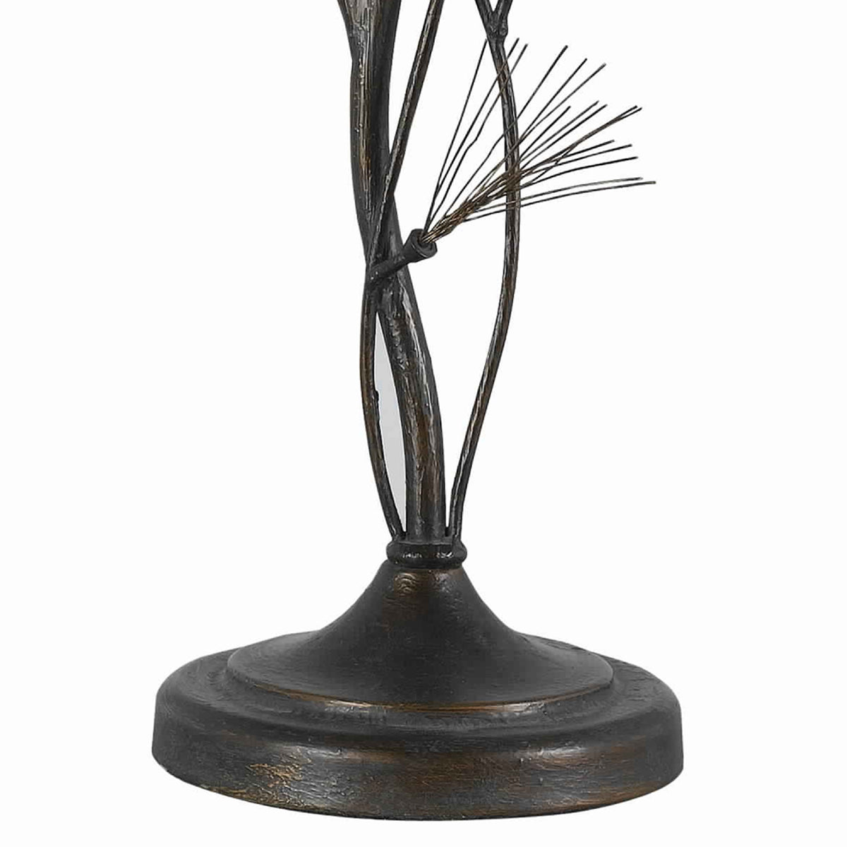 Pine Twig Accent Metal Body Table Lamp with Conical Shade, Bronze and White