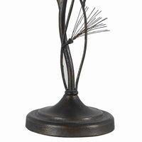 Pine Twig Accent Metal Body Table Lamp with Conical Shade, Bronze and White