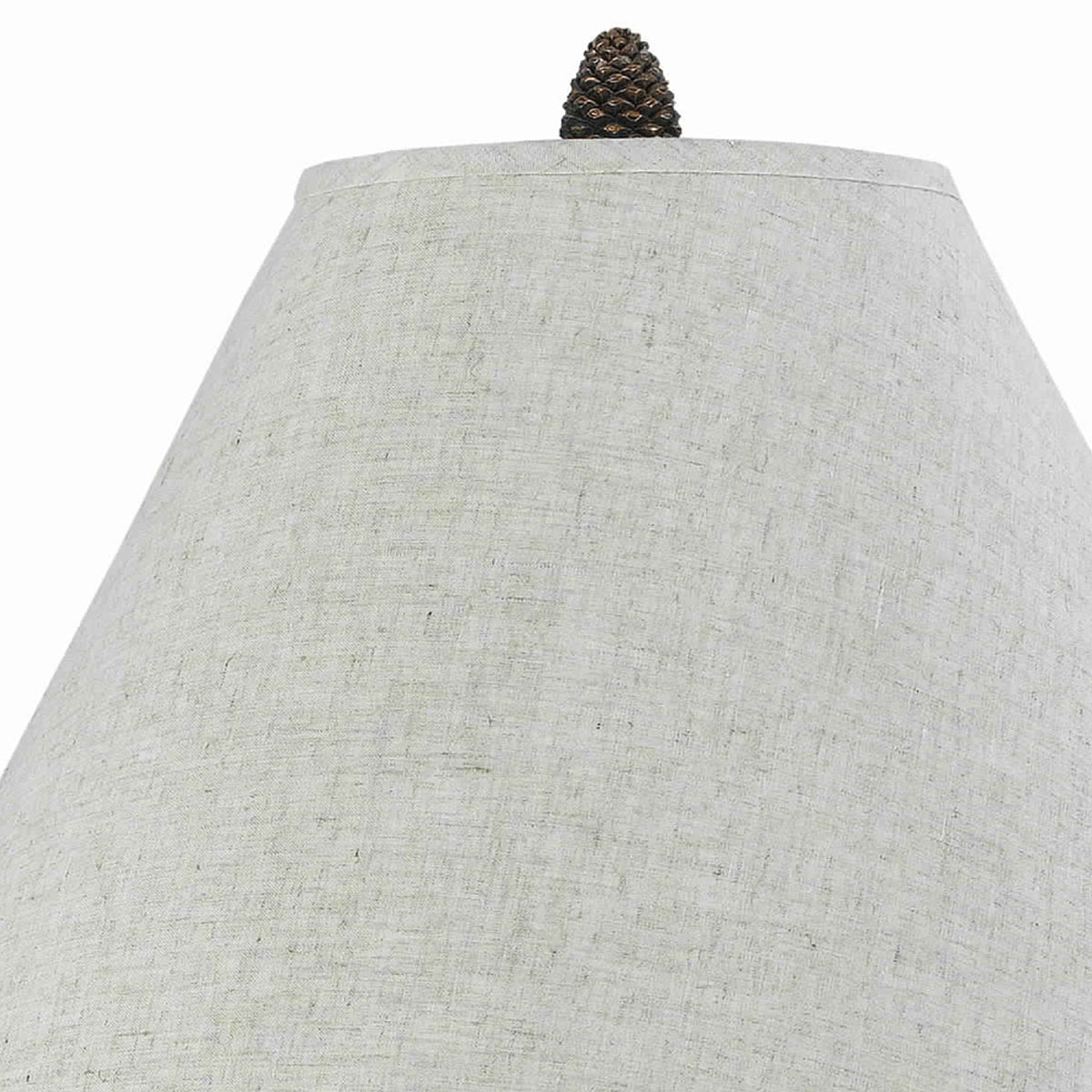 Pine Twig Accent Metal Body Table Lamp with Conical Shade, Bronze and White