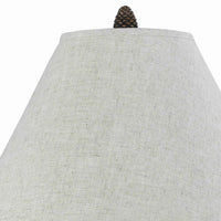 Pine Twig Accent Metal Body Table Lamp with Conical Shade, Bronze and White