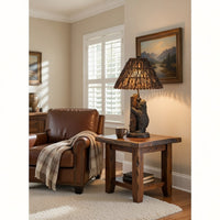 150 Watt Resin Bear Body Table Lamp with Twig Shade, Gray and Brown