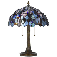 2 Bulb Tiffany Floor Lamp with Mosaic Design Shade, Multicolor