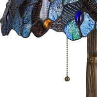 2 Bulb Tiffany Floor Lamp with Mosaic Design Shade, Multicolor