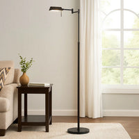 10W LED Adjustable Metal Floor Lamp with Swing Arm, Black - BM224743