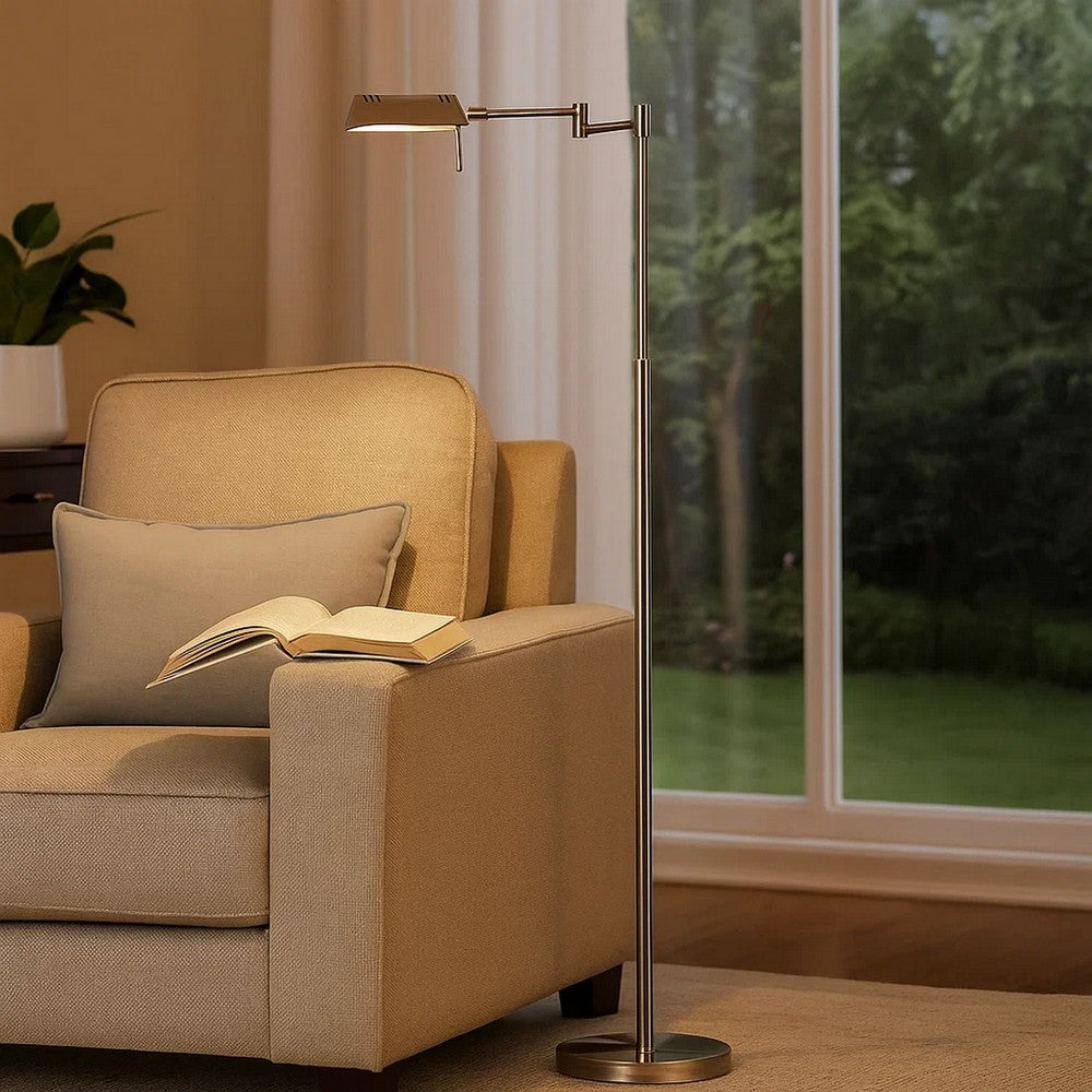 10W LED Adjustable Metal Floor Lamp with Swing Arm, Chrome - BM224744