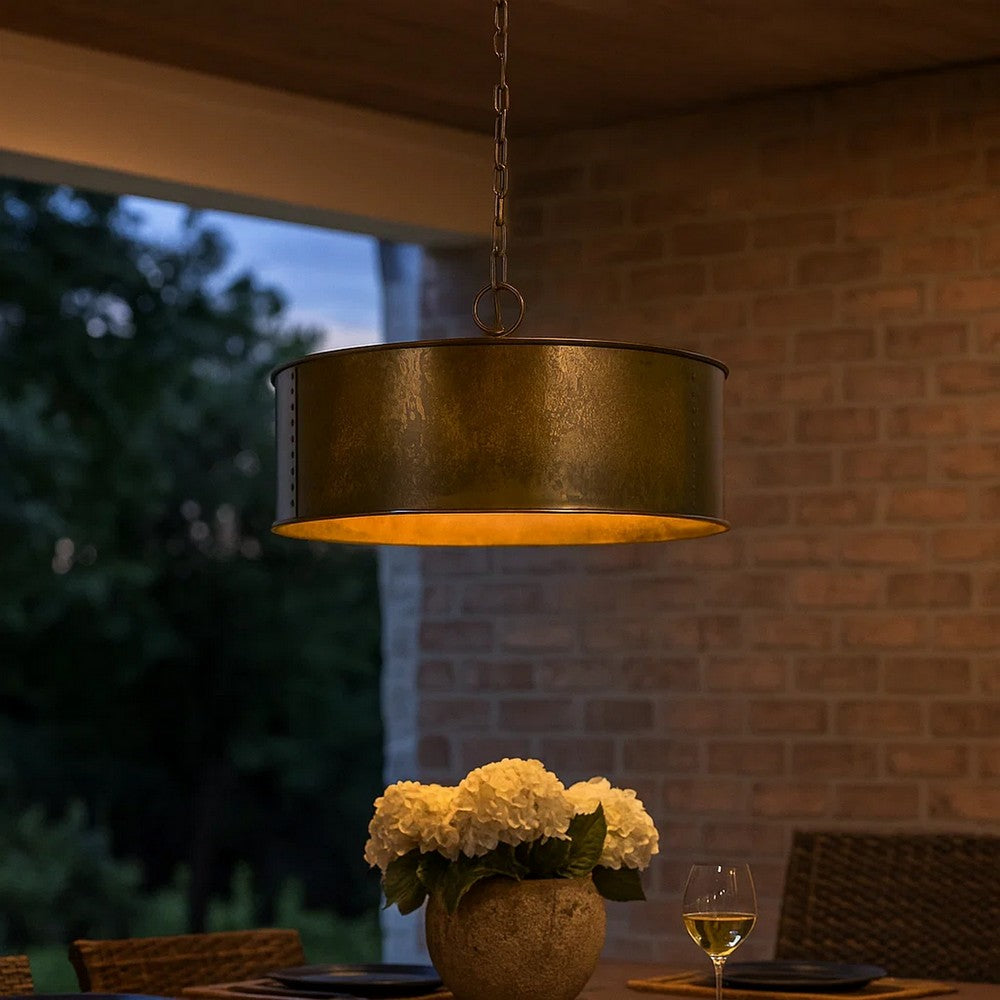 60 X 3 Watt Round Metal Frame Chandelier with 6 Foot Chain, Distressed Gold - BM224864