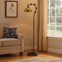 Downbridge Metal Tiffany Floor Lamp with Leaf Accents, Multicolor - BM224936