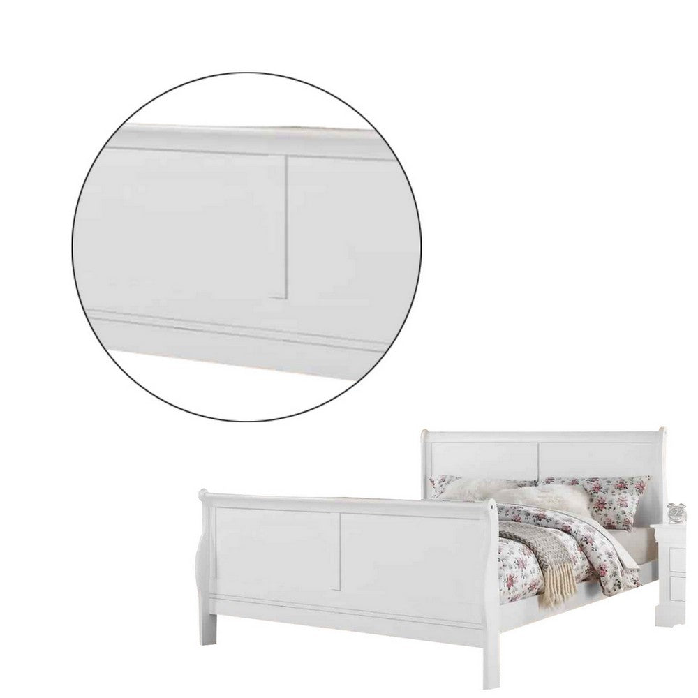 Sleigh Design Eastern King Size Bed with Sleek Legs, White - BM225043