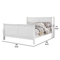 Sleigh Design Eastern King Size Bed with Sleek Legs, White - BM225043