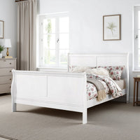 Sleigh Design Eastern King Size Bed with Sleek Legs, White - BM225043