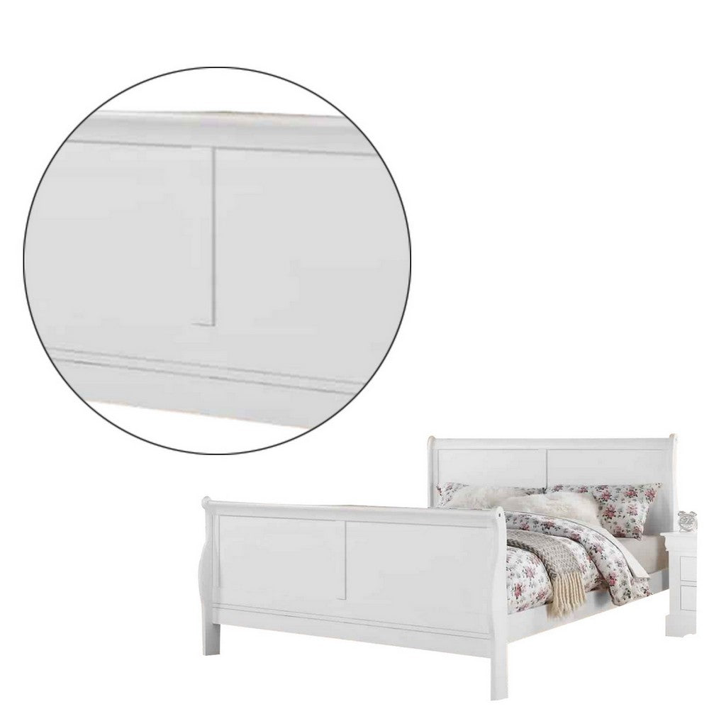 Sleigh Design Full Size Bed with Sleek Legs, White - BM225044