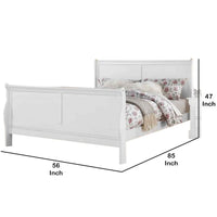 Sleigh Design Full Size Bed with Sleek Legs, White - BM225044