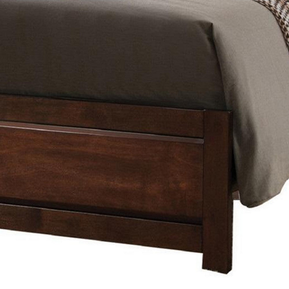 Raised Panel Design Wooden Eastern King Bed with Sleek Legs, Walnut Brown - BM225057