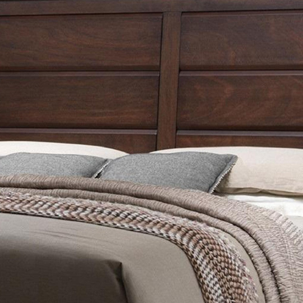 Raised Panel Design Wooden Eastern King Bed with Sleek Legs, Walnut Brown - BM225057