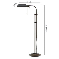 Metal Rectangular Floor Lamp with Adjustable Pole, Dark Bronze - BM225081