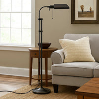 Metal Rectangular Floor Lamp with Adjustable Pole, Dark Bronze - BM225081