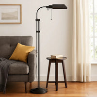 Metal Rectangular Floor Lamp with Adjustable Pole, Dark Bronze - BM225081