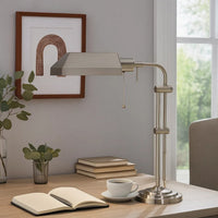 Metal Rectangular Desk Lamp with Adjustable Pole, Silver - BM225084