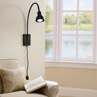 Metal Round Wall Reading Lamp with Plug In Switch, Black - BM225088