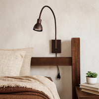 Metal Round Wall Reading Lamp with Plug In Switch, Bronze - BM225089