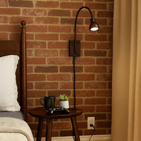 Metal Round Wall Reading Lamp with Plug In Switch, Bronze - BM225089