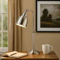 Metal Round 25" Table Lamp with Adjustable Pole, Silver - BM225103