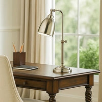 Metal Round 25" Table Lamp with Adjustable Pole, Silver - BM225103