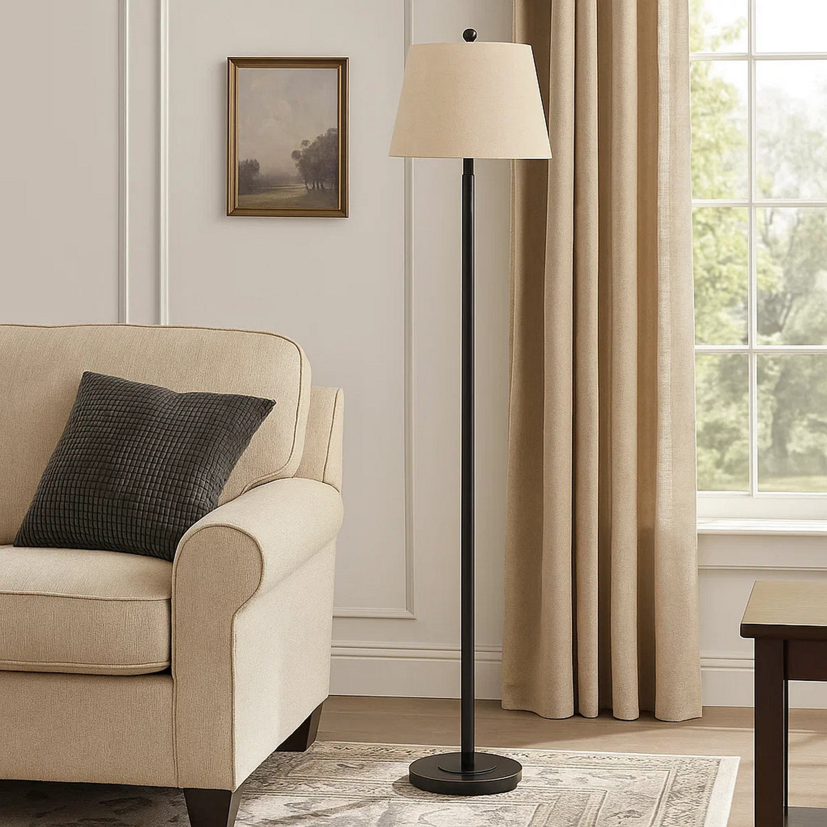 Metal Round 3 Way Floor Lamp with Spider Type Shade, Dark Bronze