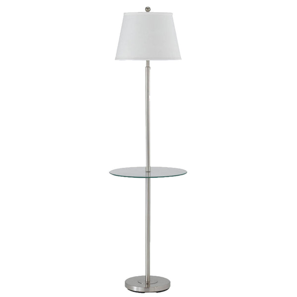 Metal Round 3 Way Floor Lamp with Spider Type Shade, Silver and Brown