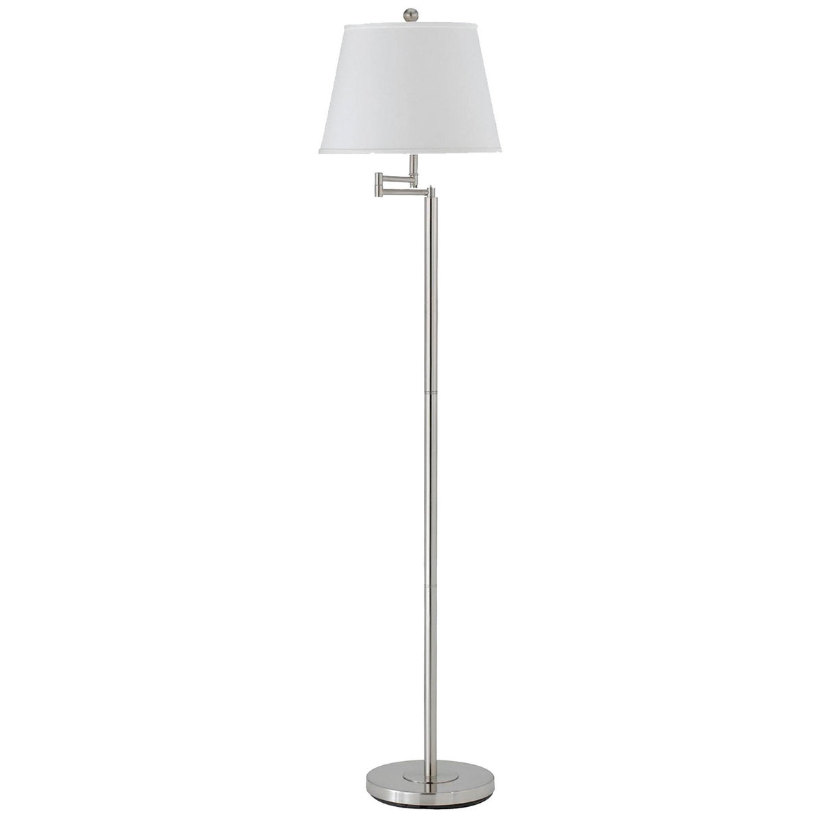 Metal Round 3 Way Floor Lamp with Spider Type Shade, Silver and White