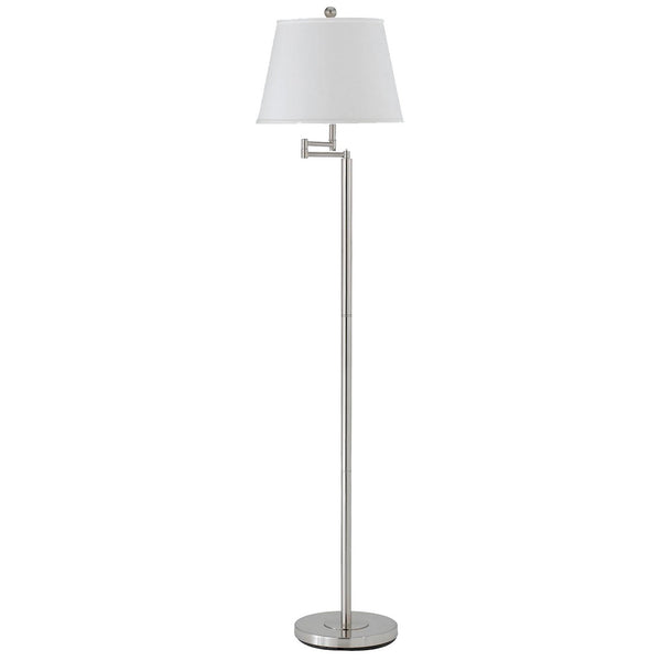 Metal Round 3 Way Floor Lamp with Spider Type Shade, Silver and White