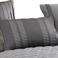 10 Piece King Polyester Comforter Set with Geometric Print, Gray