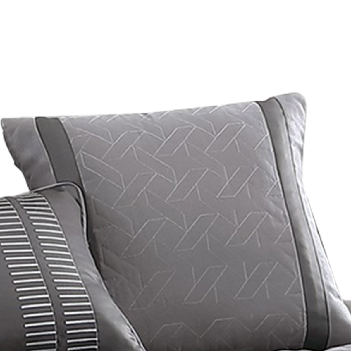 10 Piece King Polyester Comforter Set with Geometric Print, Gray