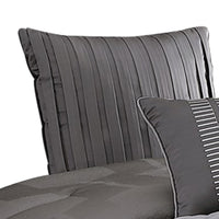 10 Piece King Polyester Comforter Set with Geometric Print, Gray