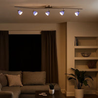 5 Light 120V Metal Track Light Fixture with Textured Shade, Silver and Blue - BM225637