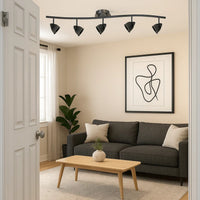 5 Light 120V Metal Track Light Fixture with Round Shade, Black - BM225646