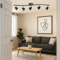 5 Light 120V Metal Track Light Fixture with Round Shade, Black - BM225646