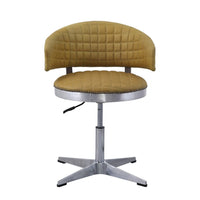 Swivel Leatherette Chair with Curved Back and Metal Star Base, Yellow - BM225688