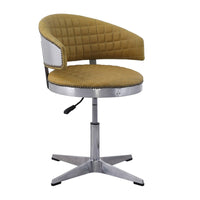 Swivel Leatherette Chair with Curved Back and Metal Star Base, Yellow - BM225688