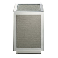 Mirrored Accent Table with Faux Diamond Inlay and Glass Top, Silver - BM225704
