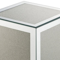 Mirrored Accent Table with Faux Diamond Inlay and Glass Top, Silver - BM225704