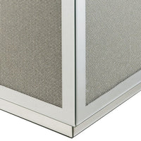 Mirrored Accent Table with Faux Diamond Inlay and Glass Top, Silver - BM225704