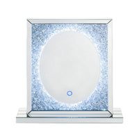 Mirrored Faux Diamond Inlay Accent Decor with LED, Silver - BM225707