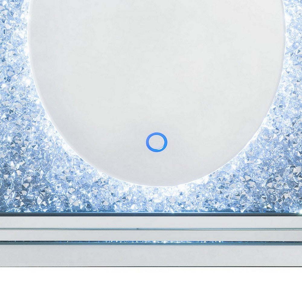 Mirrored Faux Diamond Inlay Accent Decor with LED, Silver - BM225707