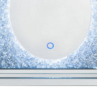 Mirrored Faux Diamond Inlay Accent Decor with LED, Silver - BM225707