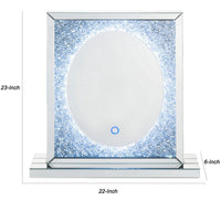 Mirrored Faux Diamond Inlay Accent Decor with LED, Silver - BM225707