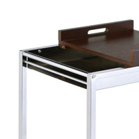 Metal and Wood Serving Cart with Tray and Floating Shelf, Brown and White - BM225725