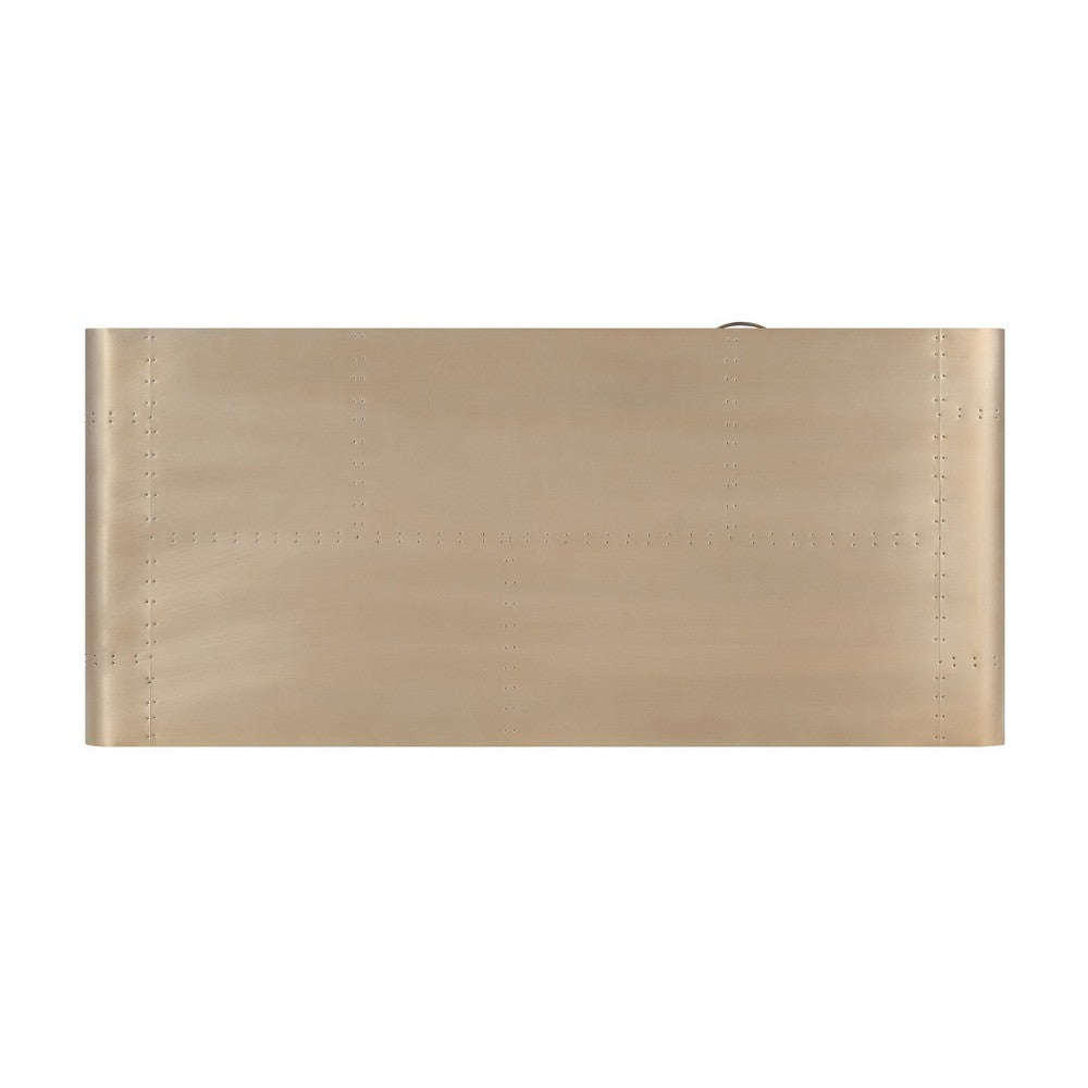 Aluminum Patchwork Rectangular Desk with X Trestle Base, Gold and Black - BM225728