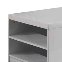 Wood and Metal Frame Coffee Table with Open Shelves, White and Chrome - BM225742